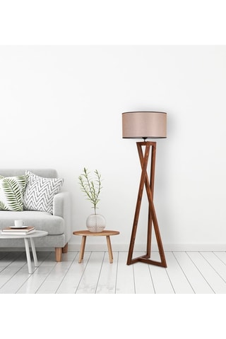 Staanlamp - Walnoothoutimitatie en Bruin