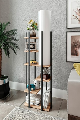 Staanlamp met Niveaus Vogue SRC - Naturel, wit en zwart