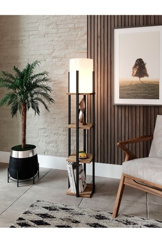 Staanlamp Nora SRC - Zwart en Houtimitatie