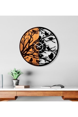 Klok 56 cm - Zwart en Naturel
