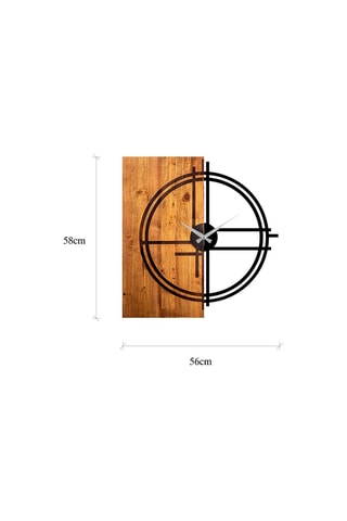 Klok - 58 x 56 cm - Zwart en Naturel