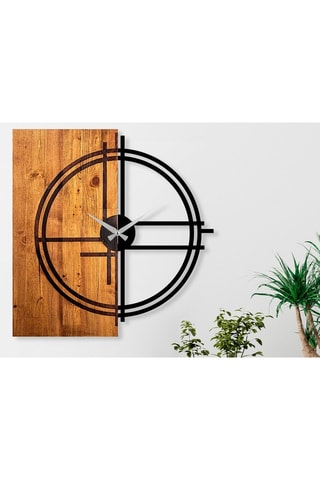 Klok - 58 x 56 cm - Zwart en Naturel