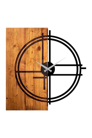 Klok - 58 x 56 cm - Zwart en Naturel