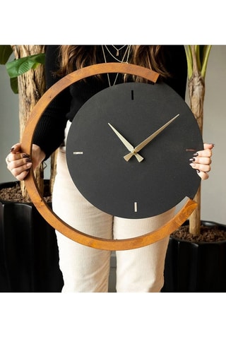 Wandklok Zwart en Naturel