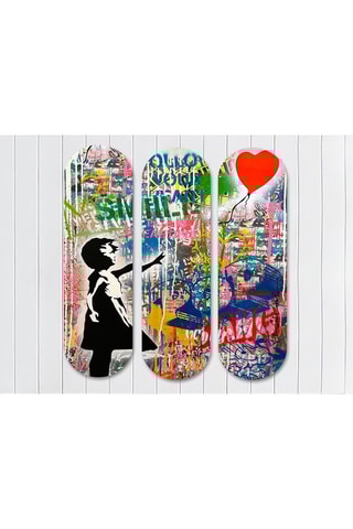 Triptyque "La Fille au ballon rouge" Banksy - 20 x 70 cm