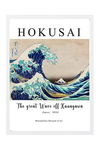 Wanddecoratie De Grote Golf Hokusai - 55 x 75 cm