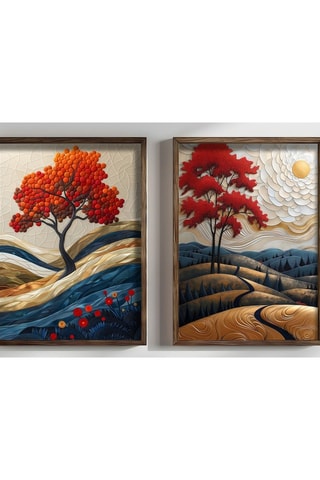 2 peintures décoratives encadrées en MDF Sandrine - 50 x 70 cm