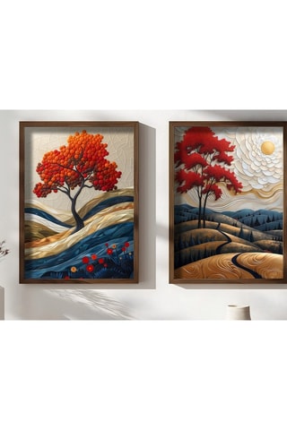 2 peintures décoratives encadrées en MDF Sandrine - 50 x 70 cm