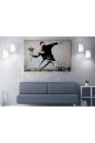 Wanddecoratie "Le Lanceur de fleurs" Banksy - 70 x 100 cm