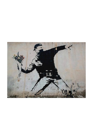 Wanddecoratie "Le Lanceur de fleurs" Banksy - 70 x 100 cm