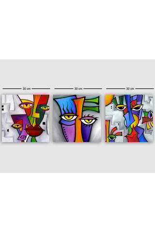 3 tableaux Faces - Thomas C. Fedro - 30 x 30 cm