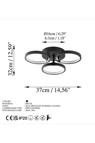 Ledplafondlamp Halka  Zwart