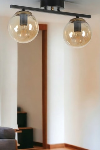 Plafondlamp Yeni Can 2 - Zwart en Goudkleurig - 2 x 60 W