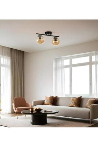 Plafondlamp Yeni Can 2 - Zwart en Goudkleurig - 2 x 60 W
