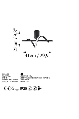 Ledplafondlamp Likma - Zwart - 11 W