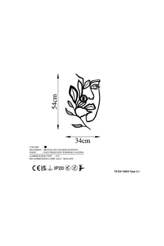 Applique murale Flower Faced - Noir - 40 W