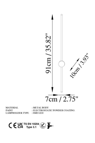 Applique murale LED Sword - Noir - 13 W