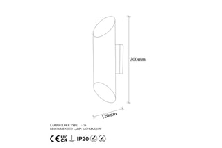 Applique murale Cut - Blanc et doré - 2 x 10 W