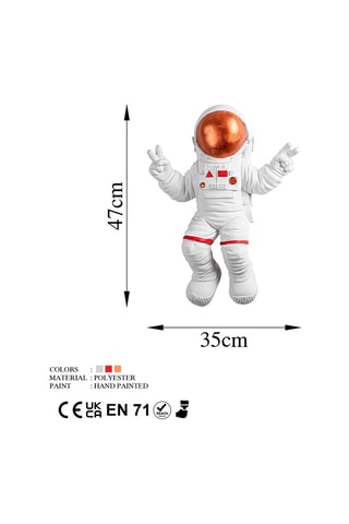 Wanddecoratie Peace Sign Astronaut 3 Wit en Bruin