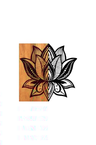 Houten Wanddecoratie Lotus 58 x 50 cm - Naturel en Zwart