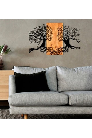 Décoration murale en bois - 92 x 58 x 3 cm - Naturel et noir