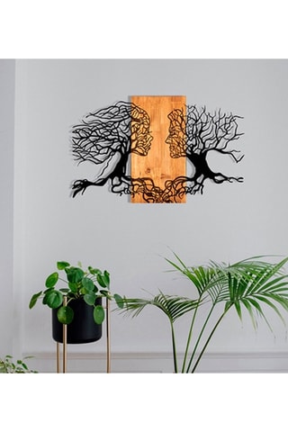Décoration murale en bois - 92 x 58 x 3 cm - Naturel et noir
