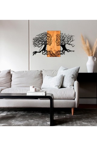Décoration murale en bois - 92 x 58 x 3 cm - Naturel et noir