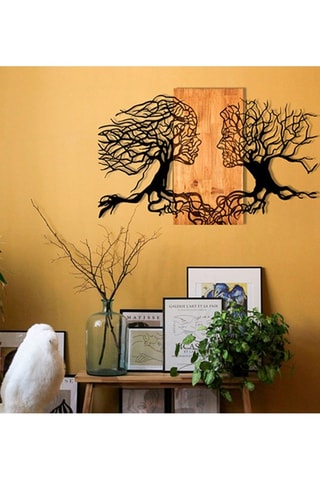 Décoration murale en bois - 92 x 58 x 3 cm - Naturel et noir