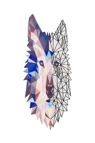 Wanddecoratie Metal Wolf Art  35 x 48 cm - Zwart en Blauw