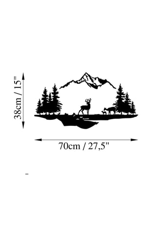Wanddecoratie Cerf et Paysage - 38 x 11 cm - 70 x 38 cm - Zwart