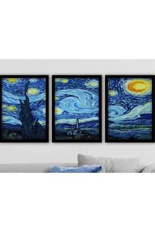 Triptyque "La Nuit étoilée" Vincent Van Gogh - 35 x 45 cm