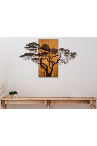 Houten Wanddecoratie Acacia Tree - 90 x 58 x 3 cm - Naturel en Zwart