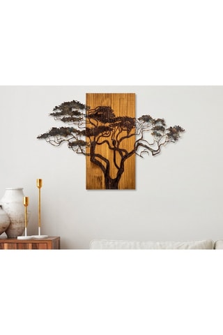 Houten Wanddecoratie Acacia Tree - 90 x 58 x 3 cm - Naturel en Zwart