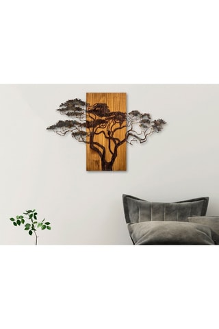 Houten Wanddecoratie Acacia Tree - 90 x 58 x 3 cm - Naturel en Zwart