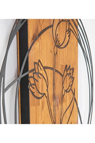 Houten Wanddecoratie Orchid - 55 x 57,5 cm - Naturel en Zwart