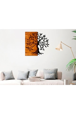 Houten Wanddecoratie Agac - 58 x 58 cm - Naturel en Zwart
