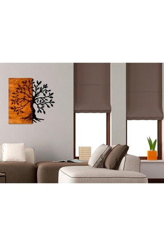 Houten Wanddecoratie Agac - 58 x 58 cm - Naturel en Zwart