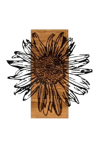 Houten Wanddecoratie Daisy - 56 x 58 x 0,12 cm - Zwart en Naturel