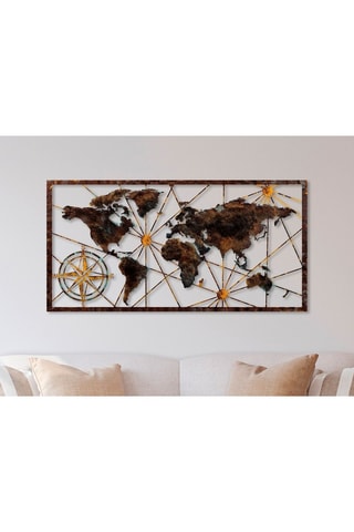 Décoration murale World Map - 120 x 60 cm - Marron