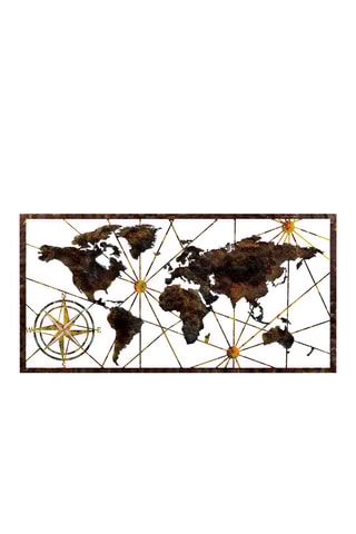 Décoration murale World Map - 120 x 60 cm - Marron