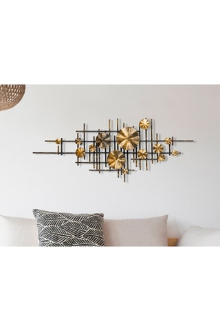 Wanddecoratie Mihrimah - 113 x 7 x 44 cm - Zwart en Goudkleurig