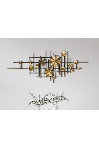 Wanddecoratie Mihrimah - 113 x 7 x 44 cm - Zwart en Goudkleurig