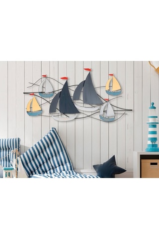 Wanddecoratie -  123 x 60 cm - Blauw en Geel