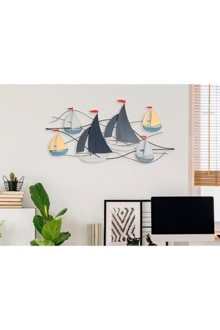 Wanddecoratie -  123 x 60 cm - Blauw en Geel