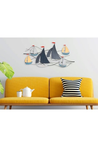 Wanddecoratie -  123 x 60 cm - Blauw en Geel