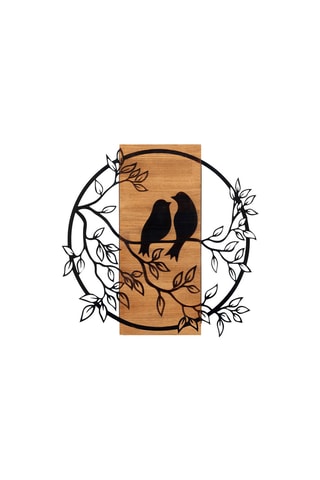 Houten Wanddecoratie Birds in Love 1 - 59,5 x 58,5 cm - Naturel