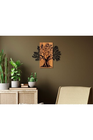 Houten Wanddecoratie 65 x 58 cm - Naturel en Zwart