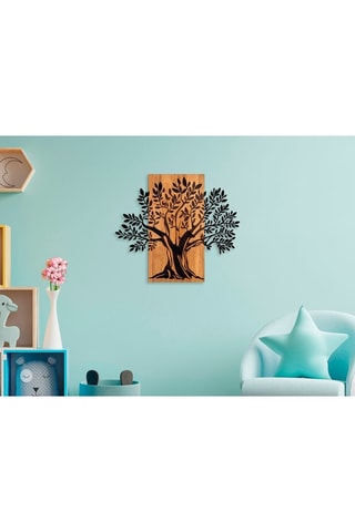 Houten Wanddecoratie 65 x 58 cm - Naturel en Zwart