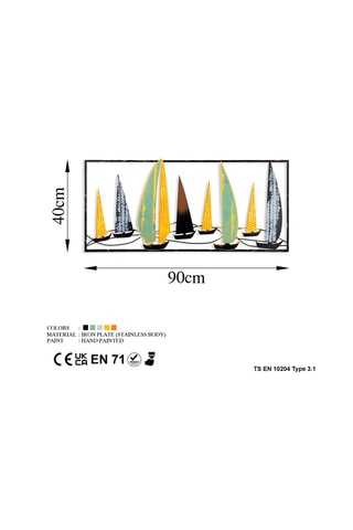Wanddecoratie Yelkenli 3 - 
90 x 40 cm - Zwart