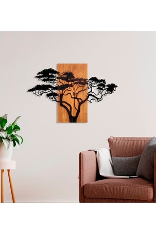Wanddecoratie Acacacia - 90 x 58 cm - Naturel en Zwart
